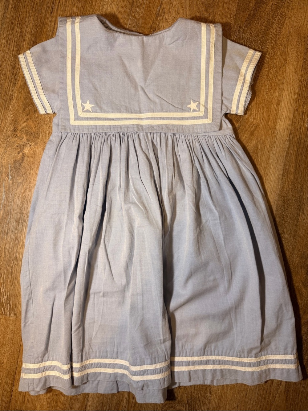 Vintage Lynley Designs of New Orleans 100 % cotton Light Blue Sailor Dress Stars